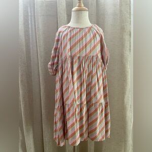 Soft Galery 
Striped Pink and Orange Kids Dress